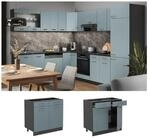 Vicco Schubunterschrank K&uuml;chenschrank R-Line Solid Anthrazit Blau Grau 80 cm modern