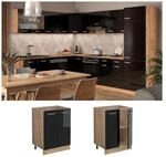 Vicco Unterschrank K&uuml;chenschrank R-Line Solid Eiche Schwarz 60 cm modern