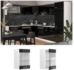 Vicco Glash&auml;ngeschrank K&uuml;chenschrank R-Line Solid Wei&szlig; Schwarz 40 cm modern