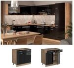 Vicco Schubunterschrank K&uuml;chenschrank R-Line Solid Eiche Blau Grau 80 cm modern
