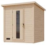 Karibu 38 mm Saunahaus Melo 2 naturbelassen mit Ofen 9 kW integrierte Strg