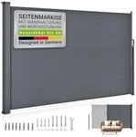 Juskys Seitenmarkise Dubai 300 x 160 cm ausziehbar blickdicht, Sichtschutz Garten,