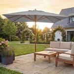 Gastronomie Holz-Sonnenschirm MCW-C57, Gartenschirm, Polyester/Holz 14kg, eckig 3x3m