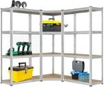 Juskys 3er Metall Regalsystem Easy 1 Eckregal & 2 Schwerlastregale 12 MDF Holz