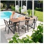 HOME DELUXE Garten-Sitzgruppe in Holzoptik SIERA SEDIA - 6 St&uuml;hle