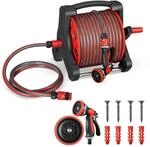 Juskys Schlauchtrommel Basic mit 30 m Wasserschlauch, Multifunktionsbrause und
