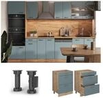 Vicco Schubladenunterschrank K&uuml;chenschrank R-Line Solid Eiche Blau Grau 60 cm modern
