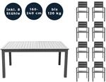 HOME DELUXE Garten-Sitzgruppe ausziehbar CASA MADERA - 160/240 x 100 cm 8 St&uuml;hle