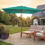 Gastronomie Holz-Sonnenschirm MCW-C57, Gartenschirm, Polyester/Holz 14kg, eckig 3x3m