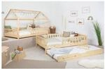 TiCAA 2 in 1 Hausbett Bodenbett wandelbar mit abnehmbaren Dach Duo 90x200,...