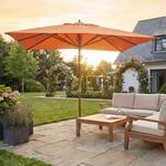 Gastronomie Holz-Sonnenschirm MCW-C57, Gartenschirm, Polyester/Holz 28kg, eckig...