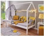 Inter Link Kinderbett Hausbett Sunroad 90x200 cm in Kiefer Massivholz - Weiss