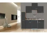 Respekta K&uuml;chenzeile KB180ESG 180 cm Grau-Eiche S&auml;gerau Nachbildung