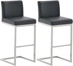 CLP Barhocker 2er Set mit Lehne Paros, Freischwinger Barst&uuml;hle mit Kunstlederbezug,