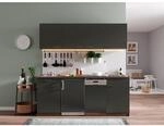 Respekta K&uuml;chenzeile KB195EYGC 195 cm Grau-Eiche York Nachbildung