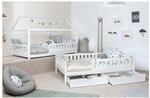 TiCAA 2 in 1 Hausbett Bodenbett wandelbar mit abnehmbaren Dach Duo 90x200,...