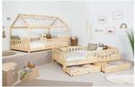 TiCAA 2 in 1 Hausbett Bodenbett wandelbar mit abnehmbaren Dach Duo 90x200,...