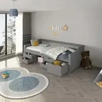 HOME DELUXE Kinderbett COSMOS mit Schubladen und Matratze – 90 x 200 cm Grau HOME DELUXE Kinderbett COSMOS mit Schubladen und Matratze – 90 x 200 cm Grau