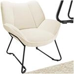 tectake&reg; Sessel, gepolstert, mit Boucl&eacute;-Bezug, schlankes Stahlgestell mit