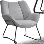 tectake&reg; Sessel, gepolstert, mit Boucl&eacute;-Bezug, schlankes Stahlgestell mit