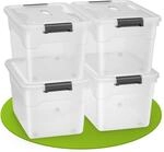Juskys Aufbewahrungsbox mit Deckel - 4er Set Kunststoff Boxen 60l - Box stapelbar,