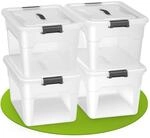 Juskys Aufbewahrungsbox mit Deckel - 4er Set Kunststoff Boxen 30l - Box stapelbar,