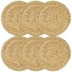 HMF Tischset rund geflochten aus Wasserhyazinthe, Platzset abwaschbar, 6er Set, 30 cm