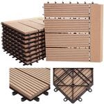 WPC Bodenfliese Sarthe + Abschluss, Holzoptik Balkon/Terrasse, 11x je 30x30cm =...