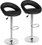 tectake&reg; 2er Set Barhocker, gepolstert mit R&uuml;ckenlehne, Gestell aus verchromtem