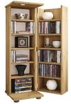 VCM Holz CD DVD Stand Regal platzsparender CD Schrank mit abschlie&szlig;barer Holzt&uuml;r