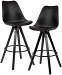 FineBuy 2er Set Barhocker Schwarz Tresenhocker Kunstleder mit Lehne Barstuhl