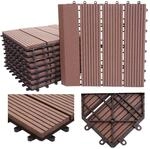 WPC Bodenfliese Sarthe + Abschluss, Holzoptik Balkon/Terrasse, 11x je 30x30cm = 1qm