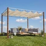 Pergola MCW-L42, Garten Pavillon Terrassen&uuml;berdachung, stabiles 7cm-Metall-Gestell