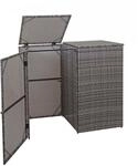 2er-M&uuml;lltonnenverkleidung MCW-E25, M&uuml;lltonnenbox M&uuml;lltonnenabdeckung, Poly-Rattan