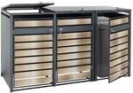 3er M&uuml;lltonnenverkleidung MCW-J81, M&uuml;lltonnenbox, erweiterbar, Metall 82kg,