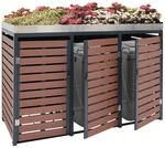 3er M&uuml;lltonnenverkleidung MCW-K14, M&uuml;lltonnenbox mit Pflanzkasten, 124x200x84cm WPC