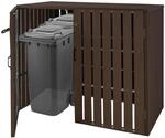 XL 2er-/4er-WPC-M&uuml;lltonnenverkleidung MCW-J28, M&uuml;lltonnenbox, Metall...