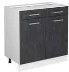 Vicco Schubunterschrank R-Line Schwarz Beton Wei&szlig; 80 cm ohne Arbeitsplatte