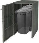 XL 1er-/2er-WPC-M&uuml;lltonnenverkleidung MCW-J28, Premium M&uuml;lltonnenbox, Metall