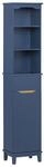 SoBuy Badezimmer-Hochschrank mit 1 Schublade Blau 35x30x170cm Modern