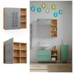 Vicco Spiegelschrank f&uuml;r Badezimmer Rudi 90 x 80,9 cm, Eiche Evoke, Badschrank