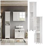 Vicco Hochschrank Riad, 32 x 170 cm, Wei&szlig;, 2 T&uuml;ren, 1 Schublade, Badschrank,