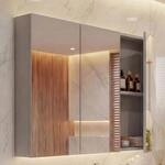 Spiegelschrank MCW-B19b, Badschrank H&auml;ngeschrank, 6 Regalb&ouml;den hochglanz