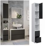 Vicco Hochschrank Maltin Wei&szlig; Anthrazit 30 x 189 cm Badezimmer