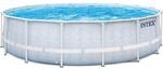 INTEX 26746GN - Frame Pool Set - Chevron (488x122cm) mit Pumpe Leiter Plane Abdeckung