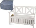 needs&wants&reg; Gartenbank Holz wetterfest mit Stauraum und Abdeckung, 2-Sitzer