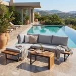 Garten Garnitur MCW-L27, Garnitur Sitzgruppe Lounge-Set Sofa, Spun Poly Alu Akazie