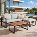 Garten-Garnitur MCW-L26b, Gartenlounge Sitzgruppe Lounge-Set Sofa, Aluminium...