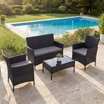 2-1-1 Poly-Rattan Garten-Garnitur Hamar, Sitzgruppe Lounge-Set Sofa ~ anthrazit,