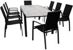 DEGAMO Garnitur FARO 9-teilig, Aluminium anthrazit + Glas + Kunstgewebe schwarz